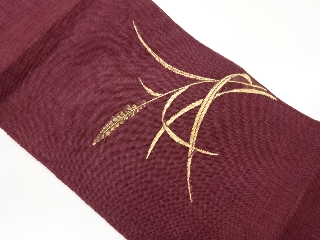 JAPANESE KIMONO / ANTIQUE NAGOYA OBI FOR SUMMER / TSUMUGI / PULP CLOTH